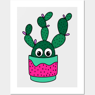 Cute Cactus Design #308: Bunny Ear Cactus In A Cute Pot Posters and Art